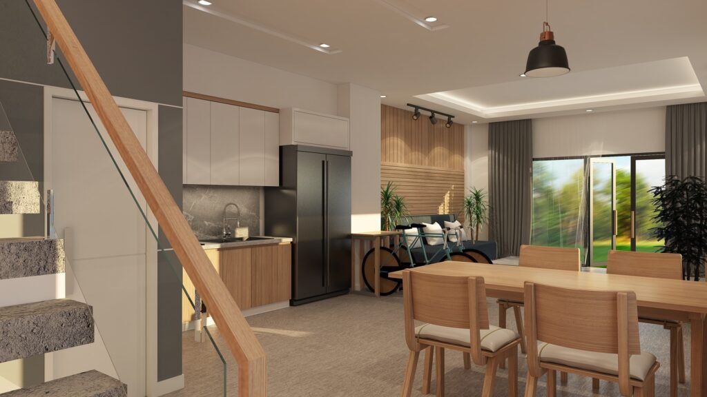 Open kitchen layout with seamless flow into living space – kitchen design ideas