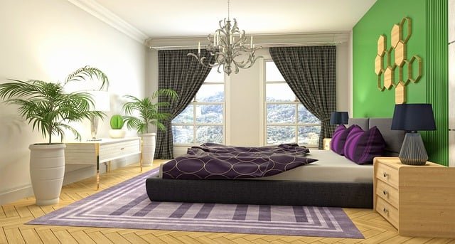 Modern master bedroom decor featuring a cozy bed, stylish wall design, soft neutral tones, and warm ambient lighting