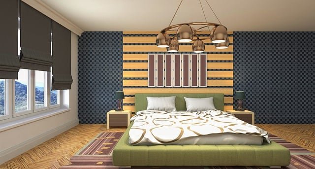 Elegant bedroom decor with a well-styled bed, soft bedding, neutral colors, and warm ambient lighting