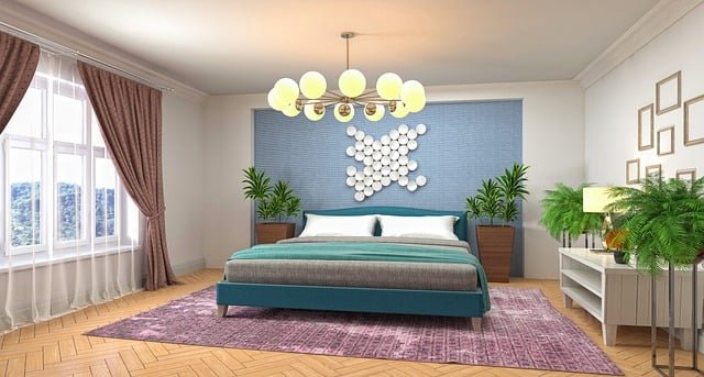 Elegant modern bedroom decor with a cozy bed, soft neutral bedding, minimal furniture, and warm ambient lighting