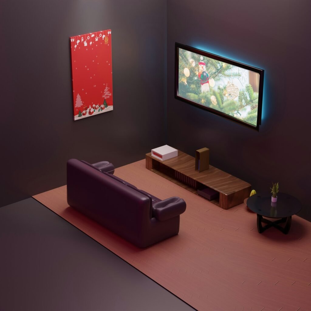 Modern living room featuring a sleek sofa, minimalist decor, neutral color palette, and contemporary lighting for a stylish, open feel.