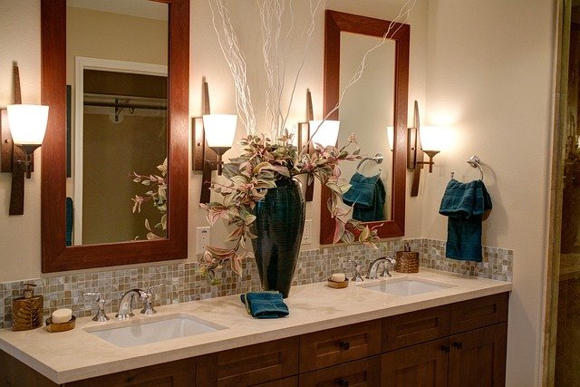 Modern bathroom decor ideas with double sink vanity, minimalist design, and stylish lighting