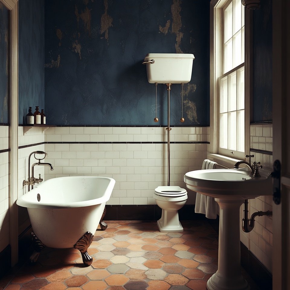 Modern bathroom design with floating vanity, round LED mirror, walk-in shower, and sleek neutral tile finishes.