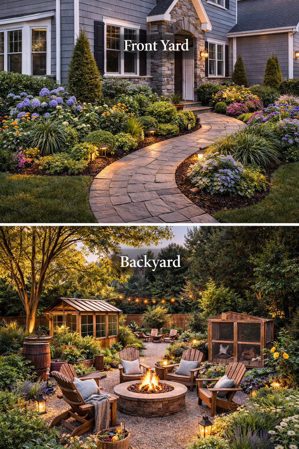 front and backyard garden layout USA