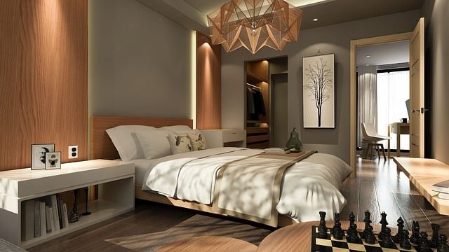 Cozy master bedroom with elegant decor, soft lighting, and neutral tones for modern home inspiration.