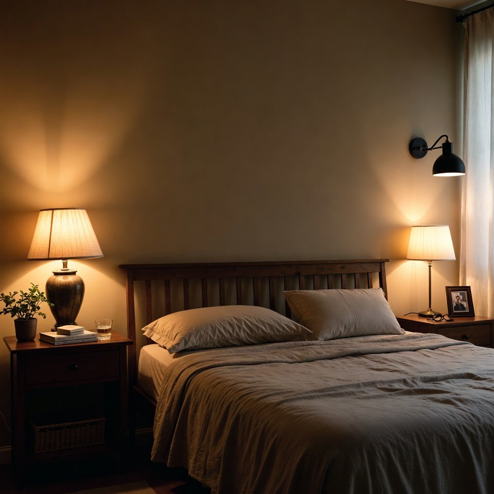 Bedroom with a modern bed and matching nightstands placed on both sides with lamps and minimal décor.