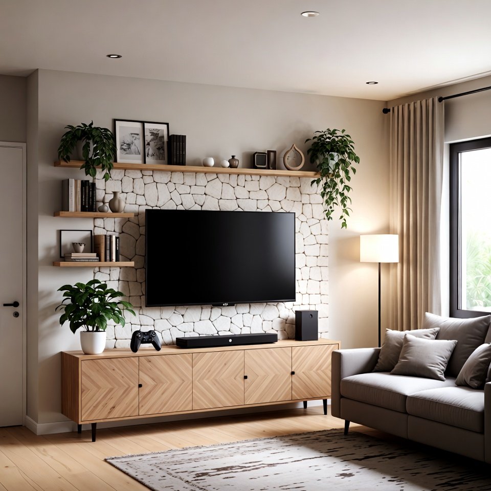 Bright living room with large windows, natural light, and modern furniture layout