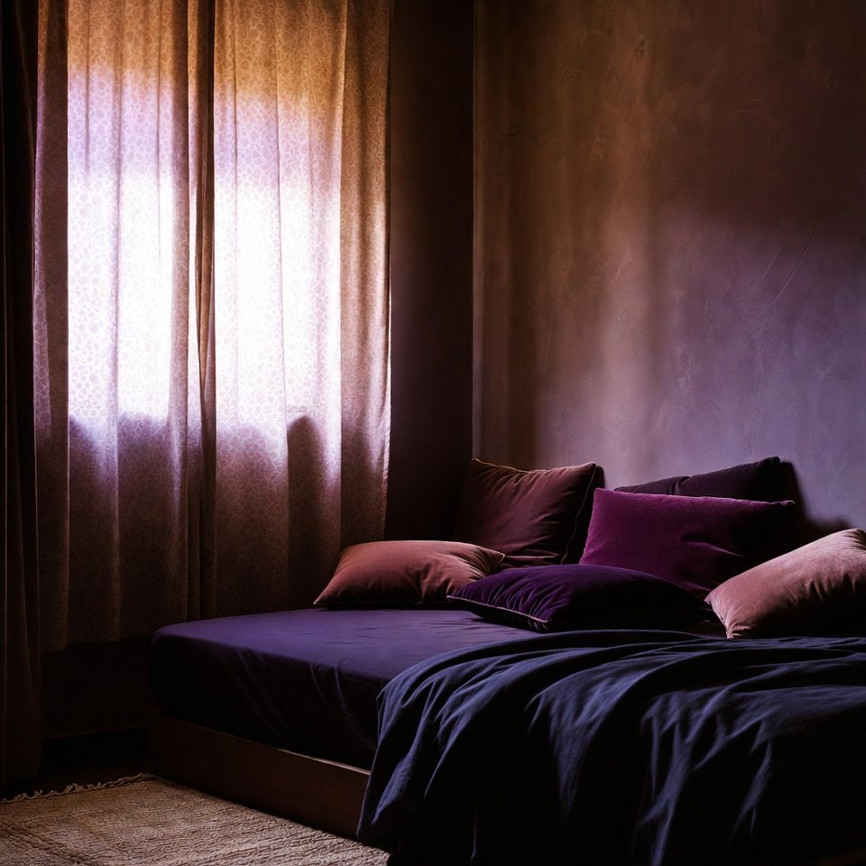 Cozy bedroom decorated with a large area rug, neutral wooden furniture, and soft bedding for a warm and inviting atmosphere.