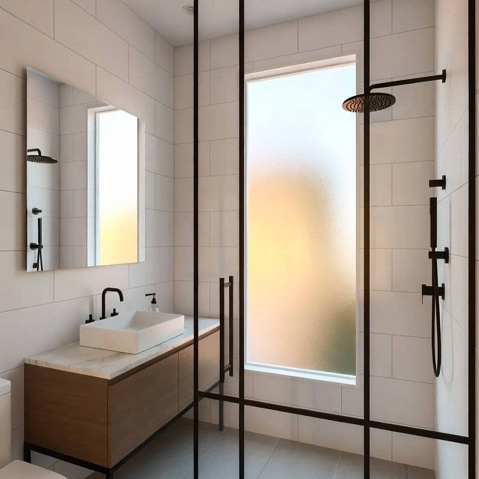 Modern bathroom designed with popular USA tile trends, featuring stylish wall and floor tiles