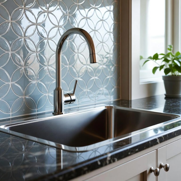 Modern kitchen sink with a classy design featuring a sleek stainless steel basin, elegant faucet, and minimalist countertop setup.