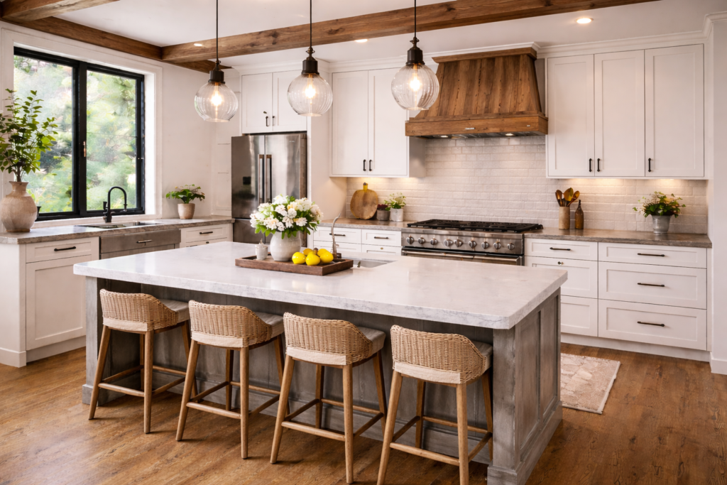 write its alt text, title and description with main keyword "kitchen countertop"