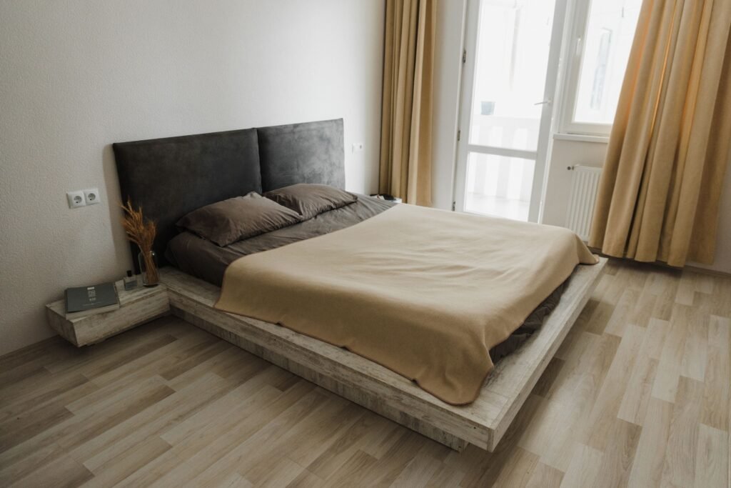 Modern bedroom featuring one of the most affordable bedroom furniture sets 2026 with a bed frame, matching nightstands, dresser, and practical storage solutions.