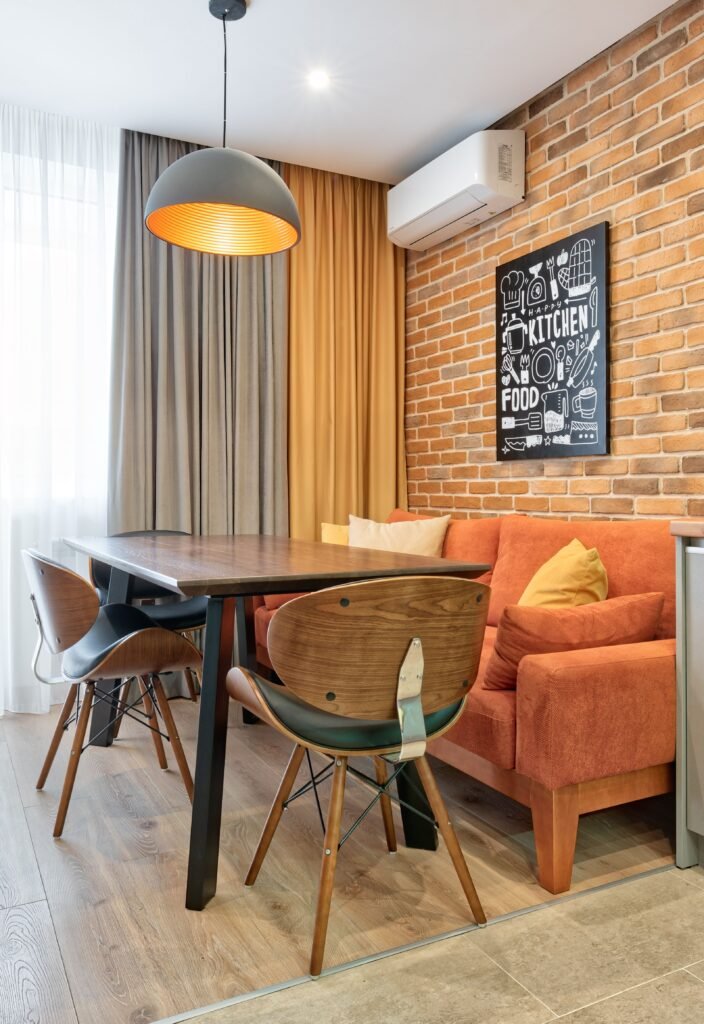 Luxury small dining room with space-saving furniture, elegant decor, and a compact layout inspired by modern dining room ideas.