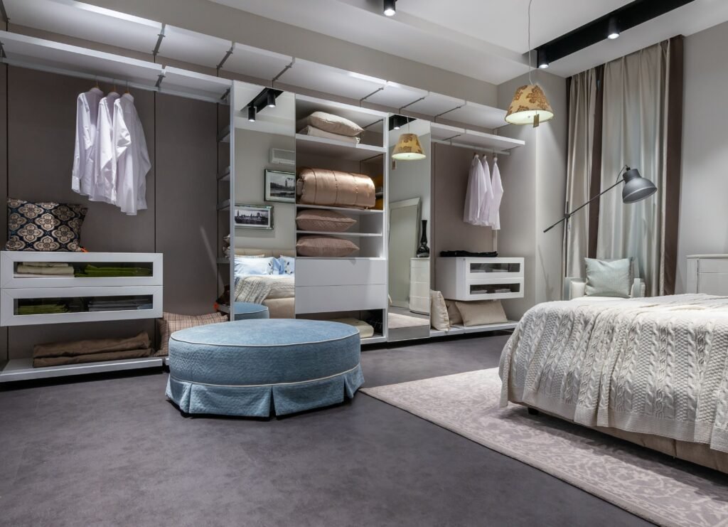 Affordable house in the USA featuring bedroom decorating ideas with a storage bed, organized design, and space-saving furniture solutions.