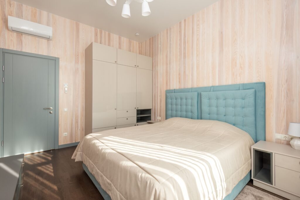 Affordable house in the USA featuring bedroom decorating ideas with clean floors, minimal clutter, and a spacious, organized layout.