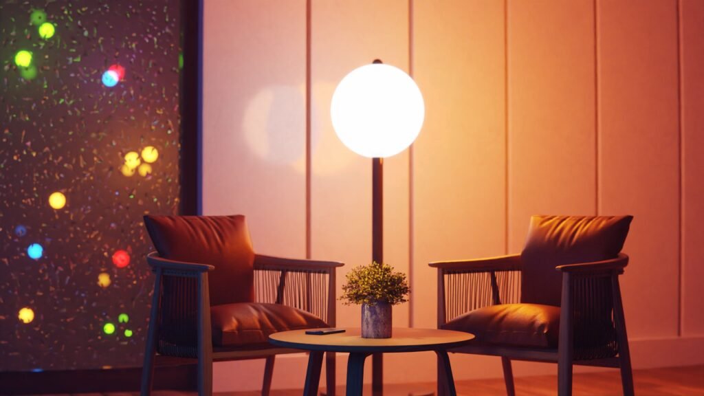 warm and cozy Living room with two comfortable chairs and a coffee table arranged to create a cozy conversation area