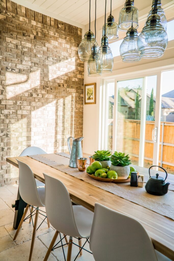 Modern dining room with a timeless design featuring a classic dining table, elegant seating, neutral tones, refined lighting, and sophisticated decor inspired by modern dining room ideas.