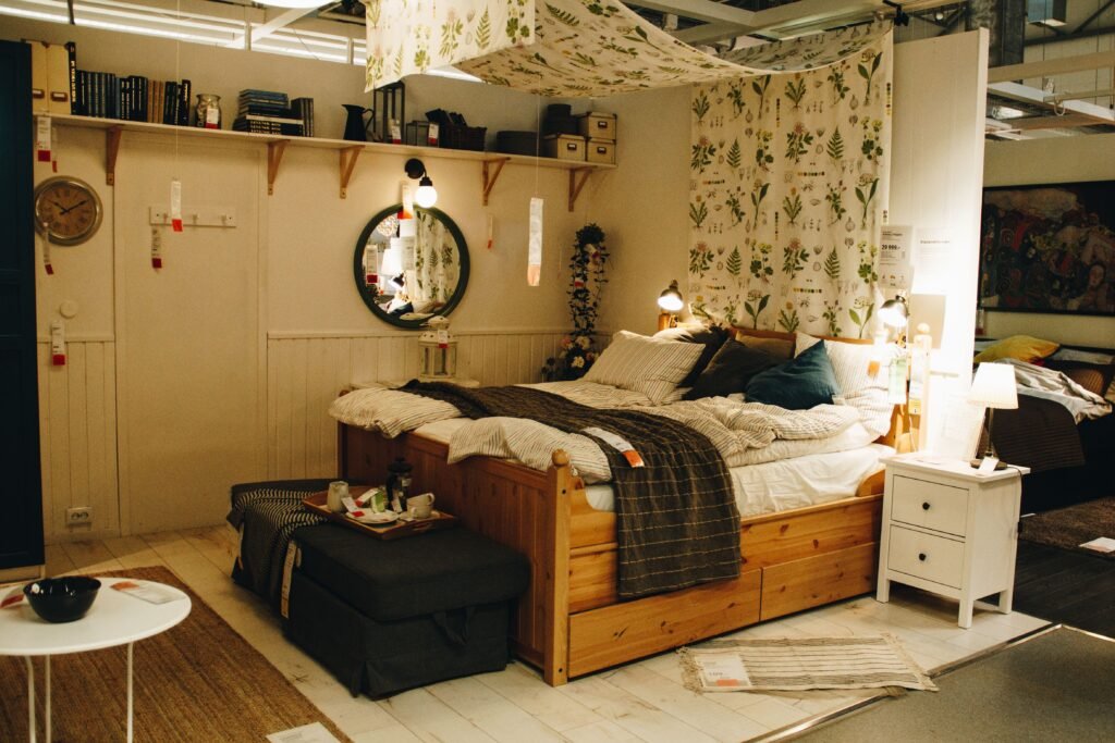 Most affordable bedroom furniture sets 2026 displayed in a cozy bedroom with a matching bed frame, bedside tables, dresser, and practical storage furniture.